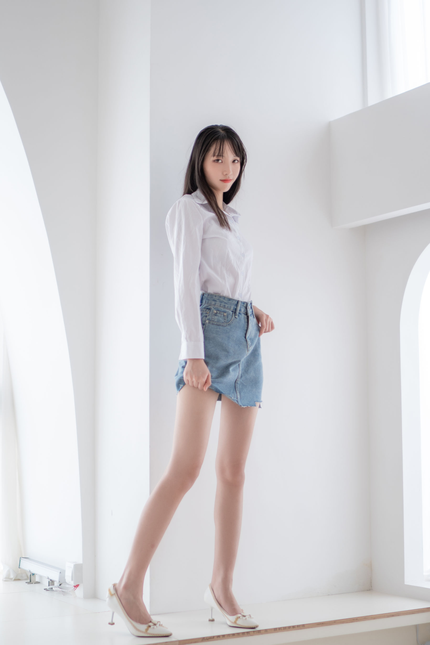 清纯妹子西瓜 - 衬衫牛仔裙-图8