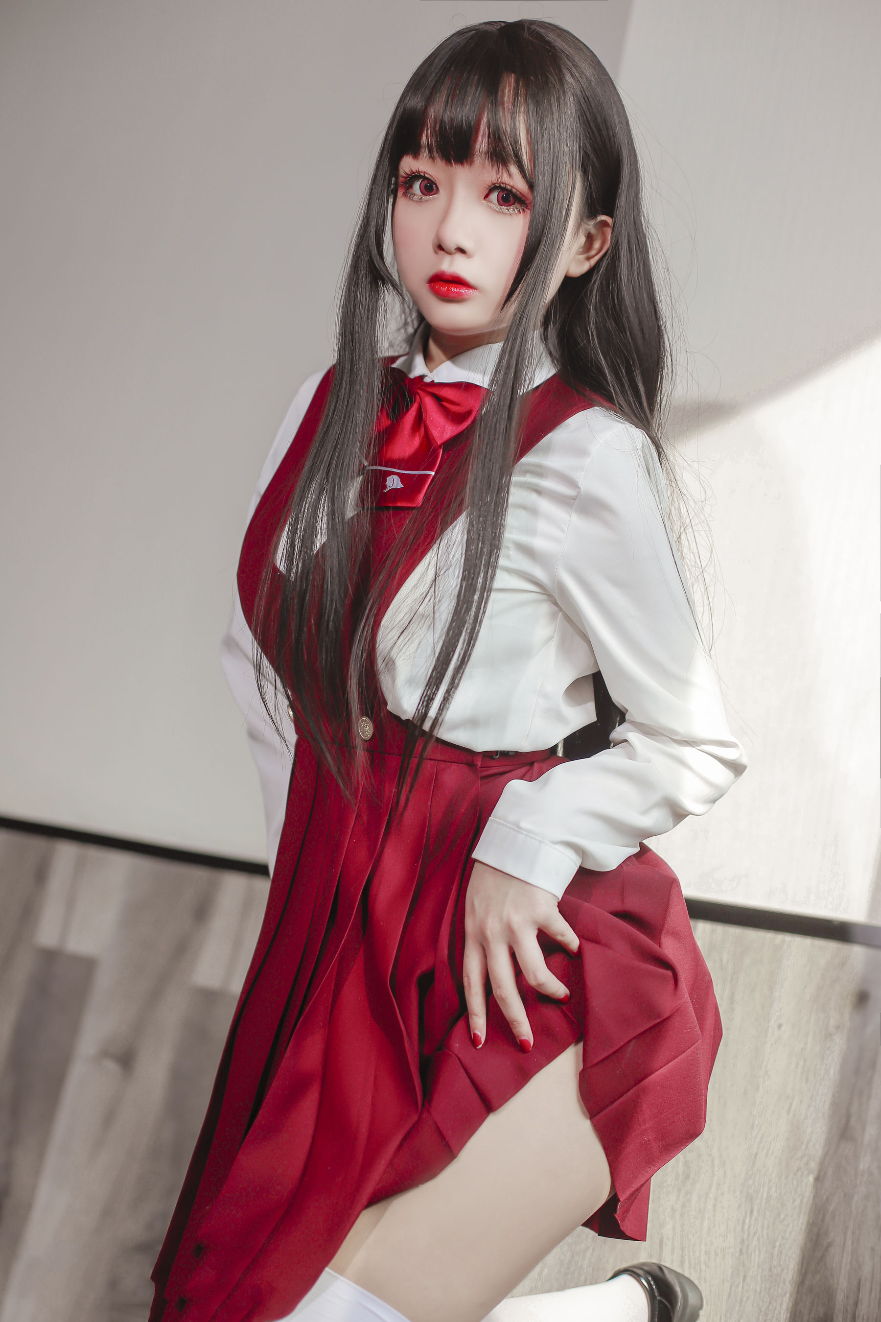 Cosplay日奈娇 - JK少女红裙-图13