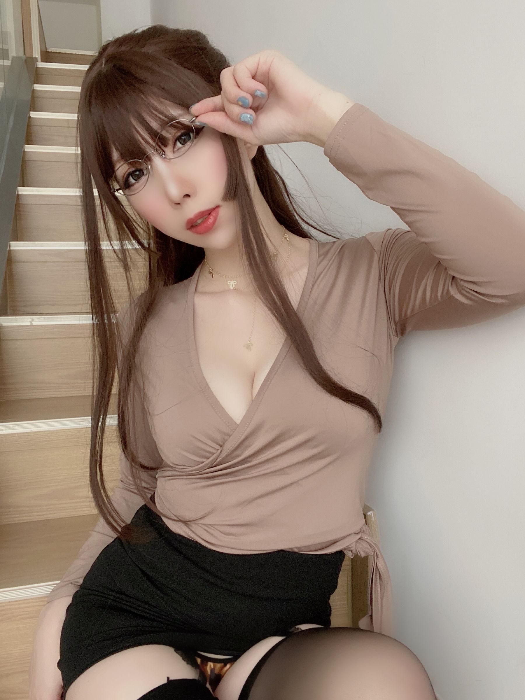 二次元巨乳美女鹿野希 - OL黑丝豹纹-图18