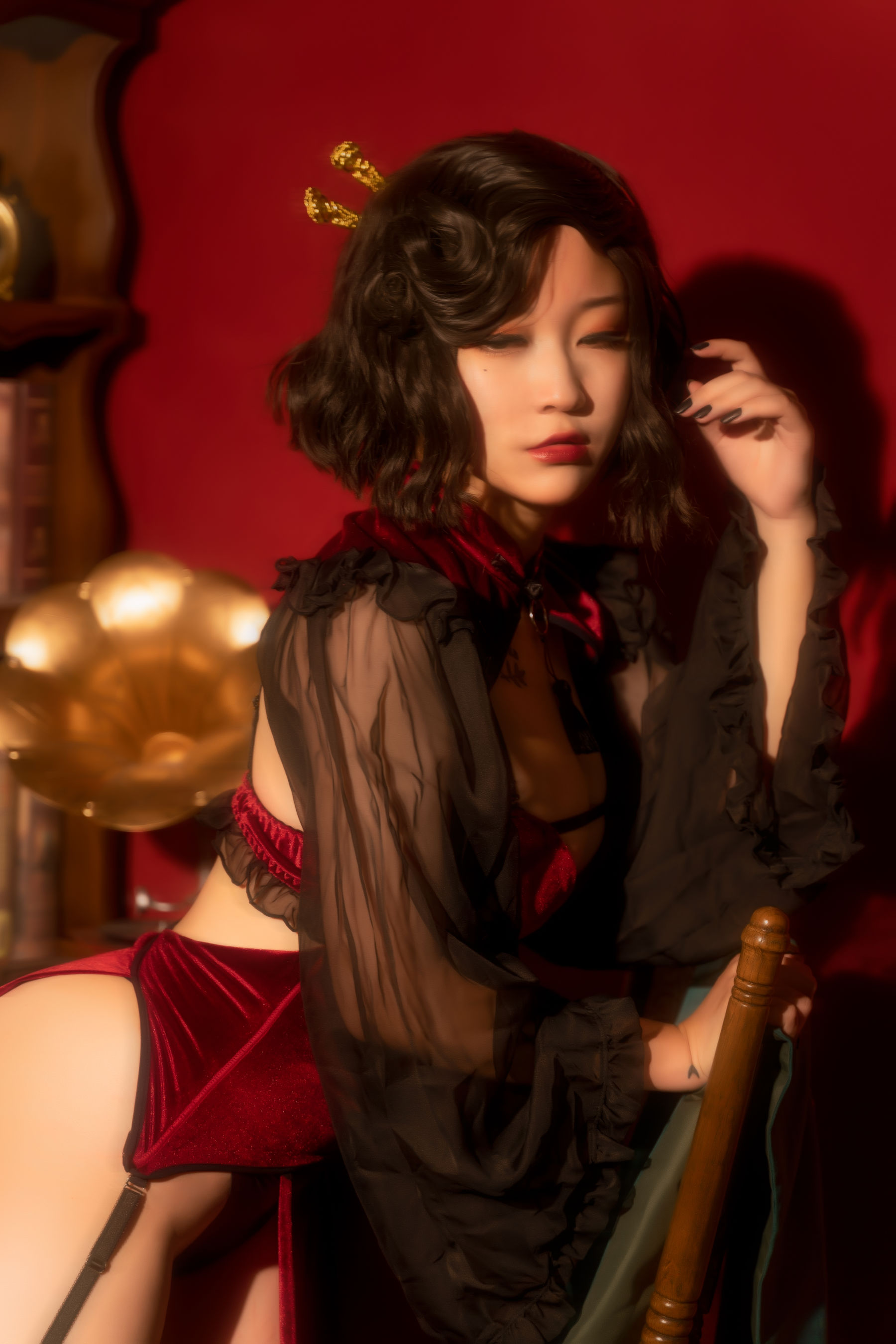 奇行家狗崽(棕桠阿狗崽) - 红丝绒旗袍-图11