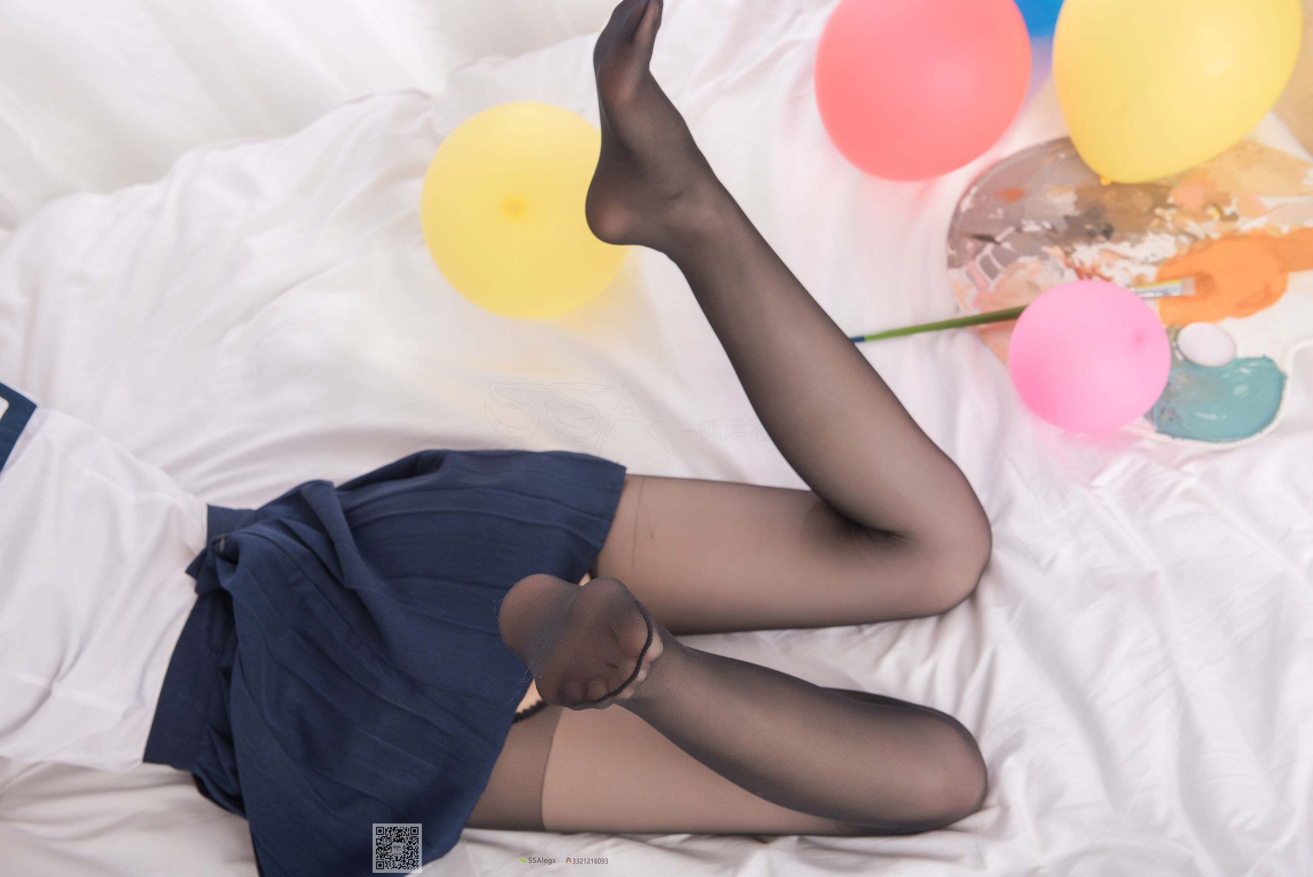 超清写真 No.023 小琪琪 笑容治愈女神琪琪的黑色开档丝袜-图38