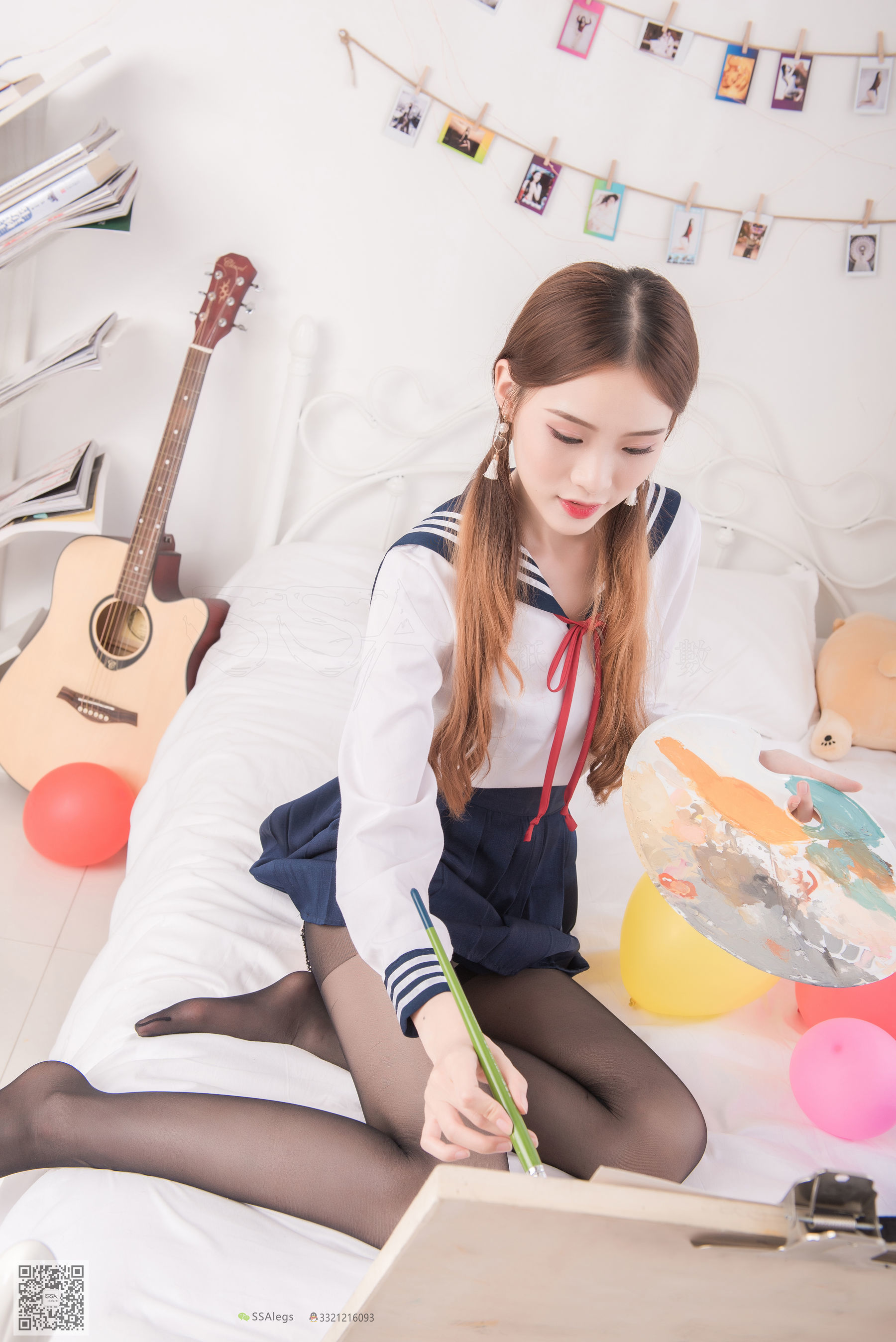 超清写真 No.023 小琪琪 笑容治愈女神琪琪的黑色开档丝袜-图45