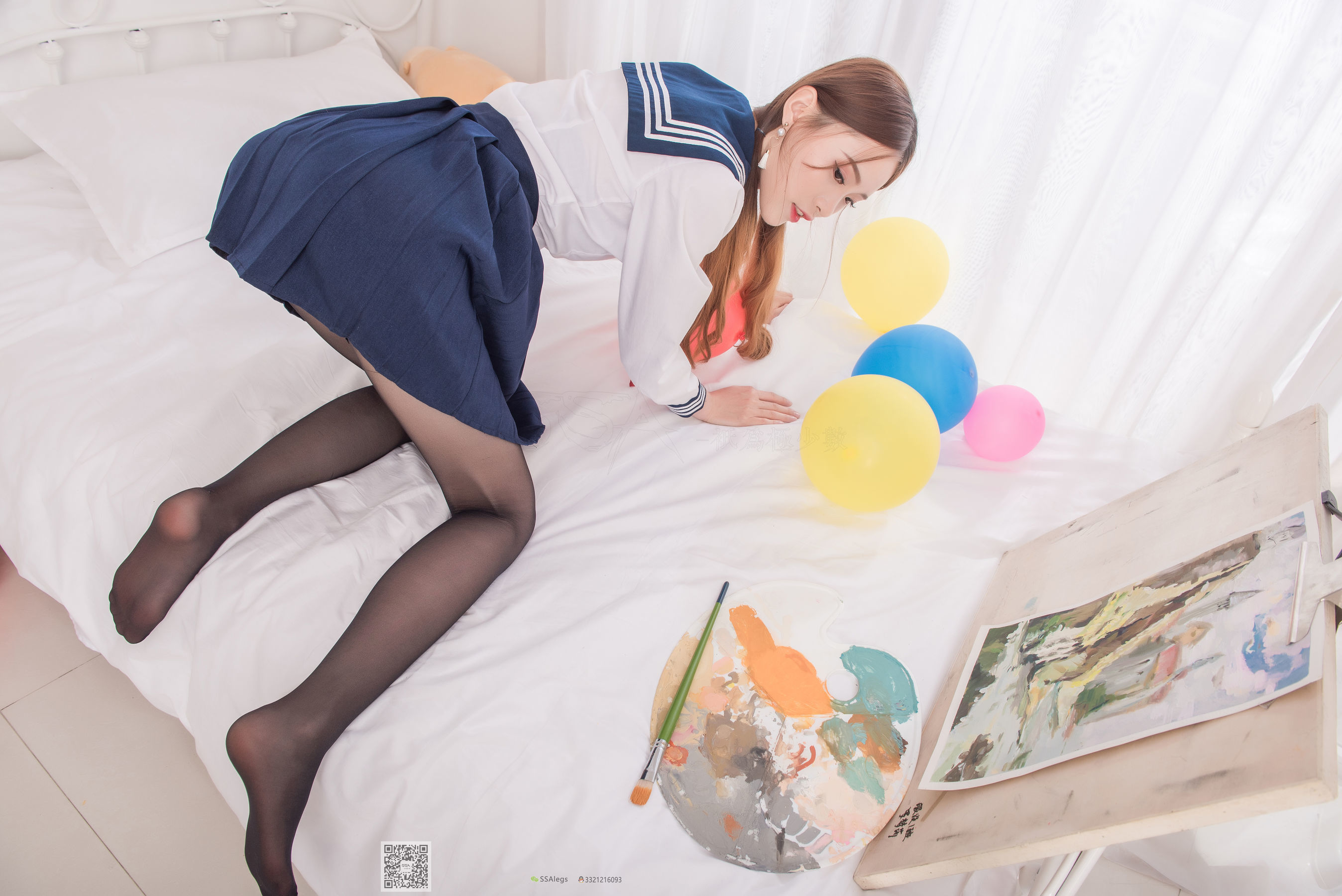 超清写真 No.023 小琪琪 笑容治愈女神琪琪的黑色开档丝袜-图54