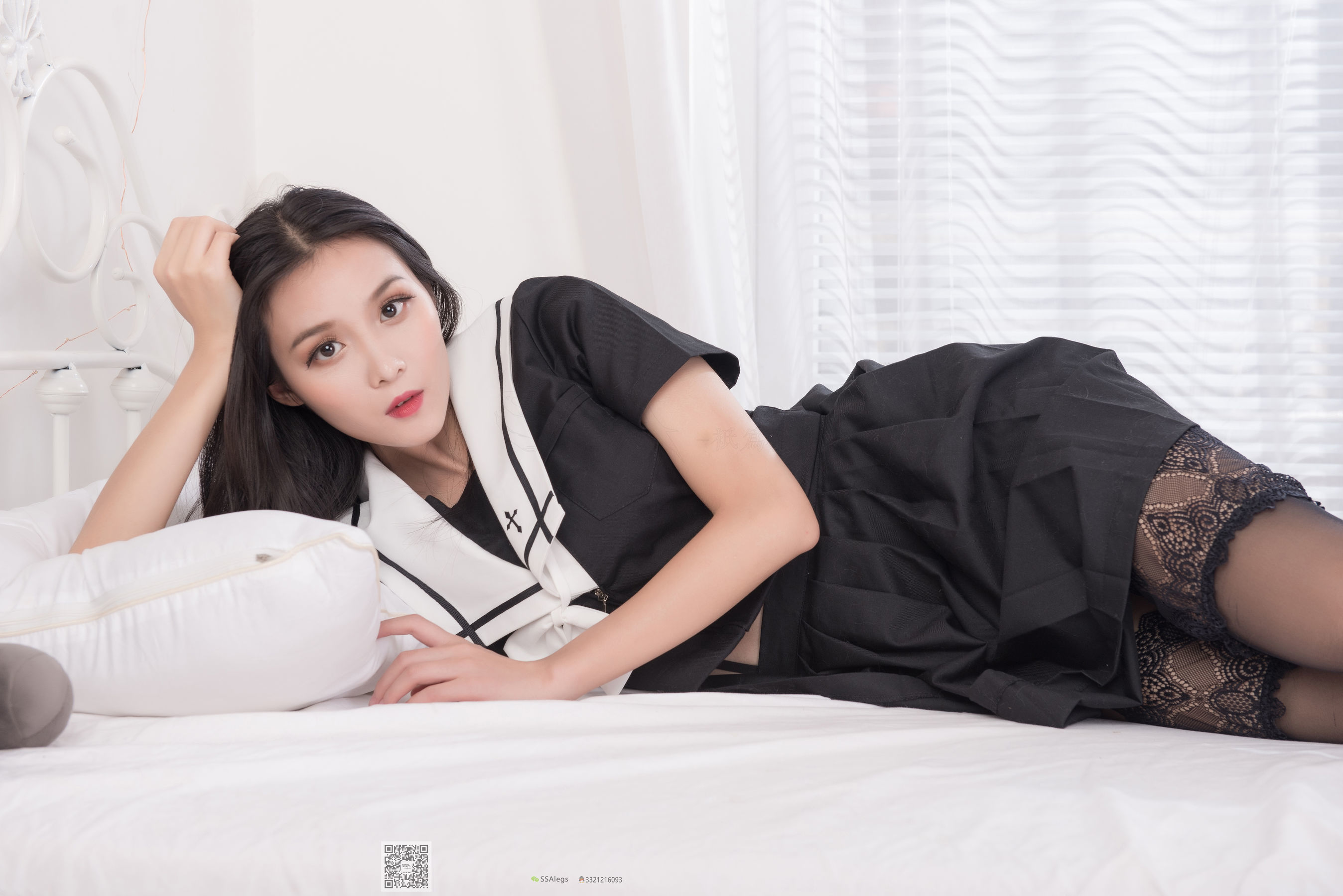 超清写真 No.037 丽萍 JK制服吊带长筒袜-图58