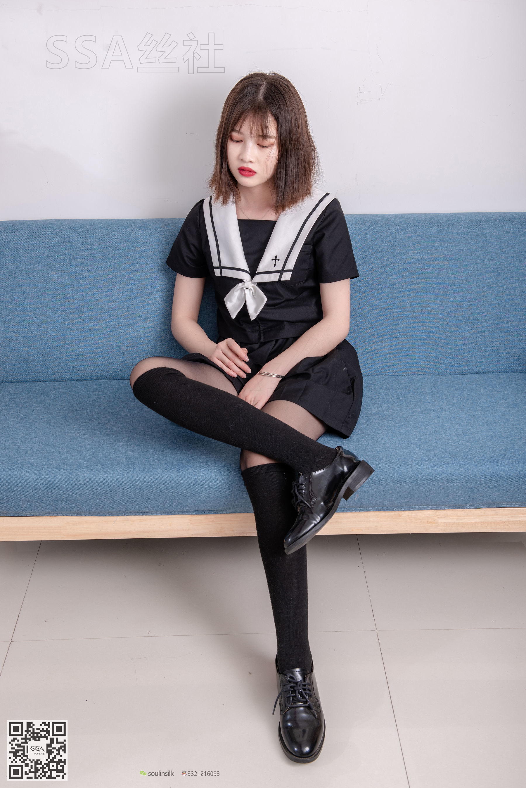 超清写真 No.113 腿模穗子 教你穿黑色系JK制服-图18