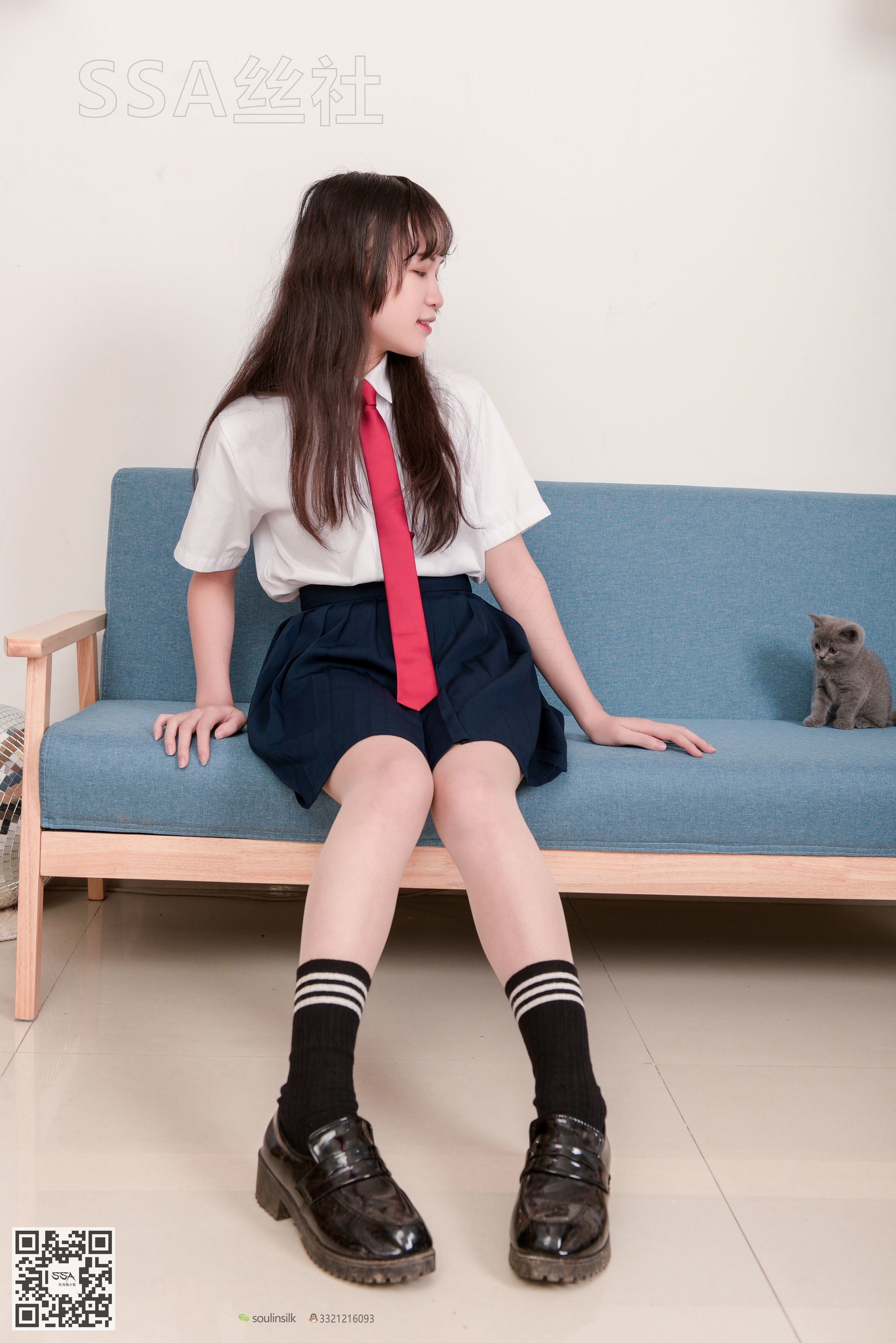 超清写真 No.141 丹丹 JK制服黑色半膝袜肉丝-图0