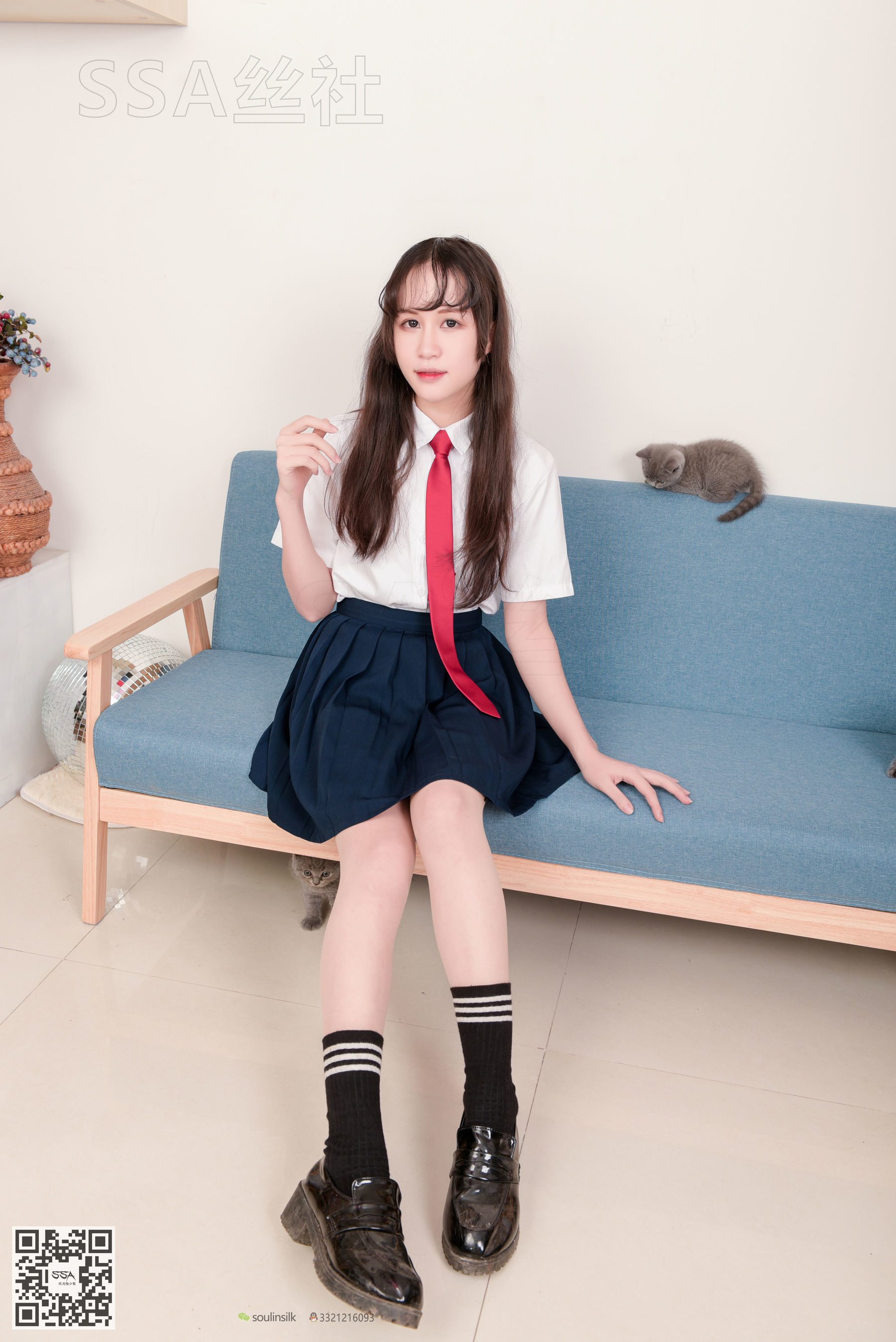 超清写真 No.141 丹丹 JK制服黑色半膝袜肉丝-图9