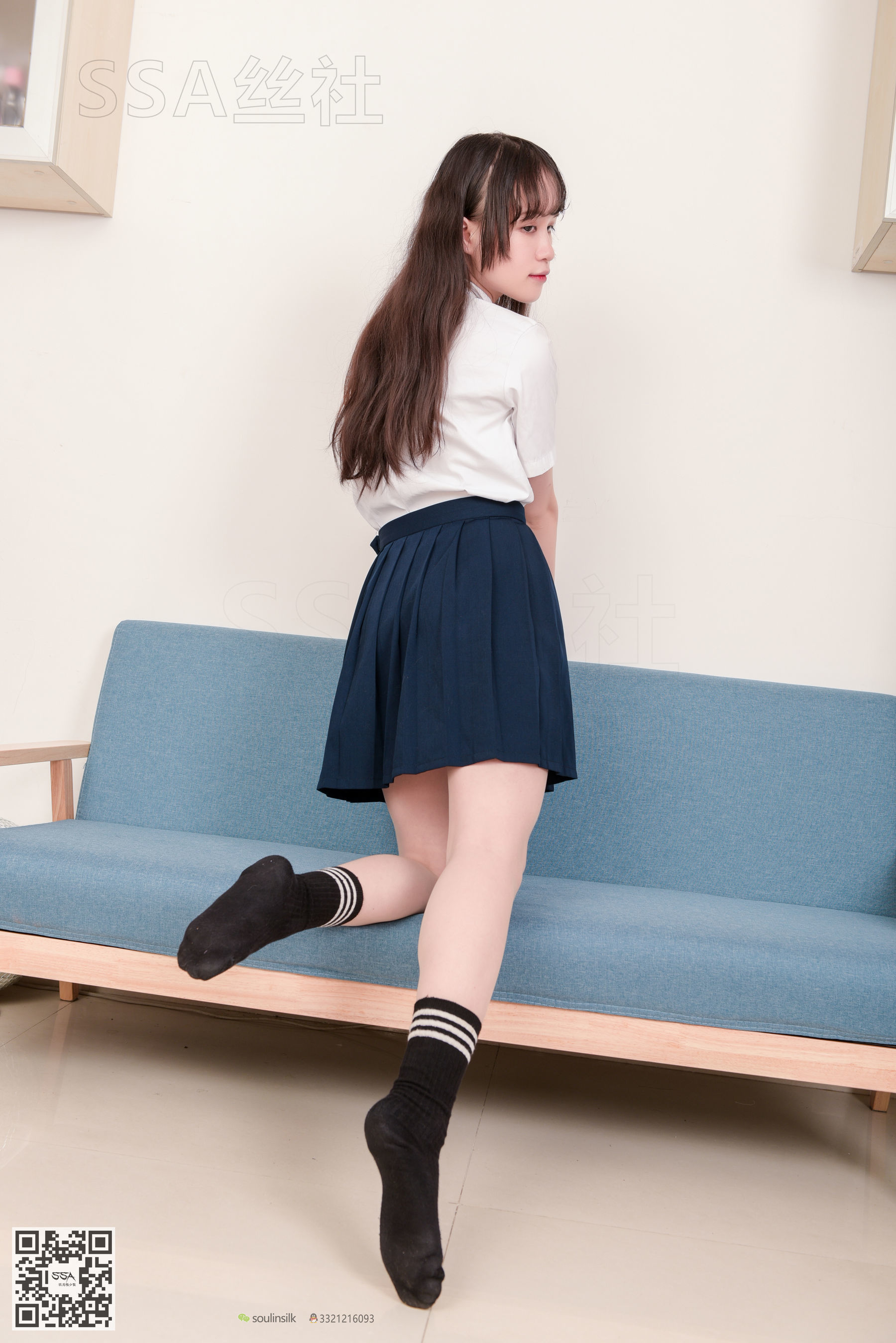 超清写真 No.141 丹丹 JK制服黑色半膝袜肉丝-图99