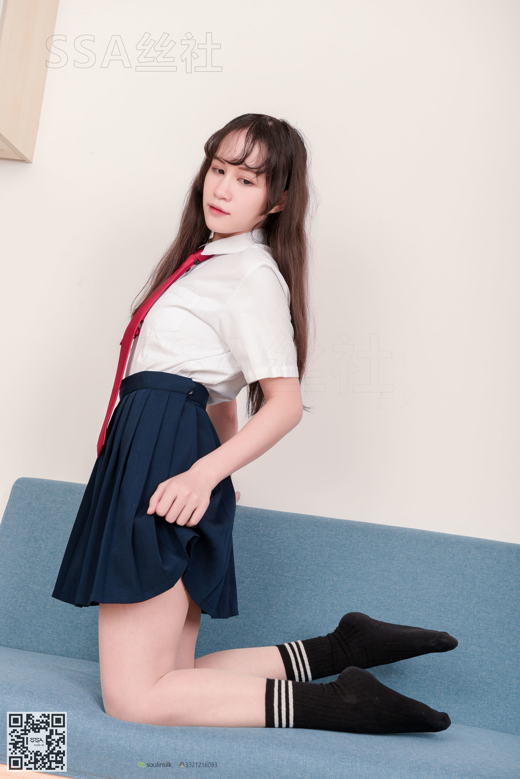 超清写真 No.141 丹丹 JK制服黑色半膝袜肉丝-图107