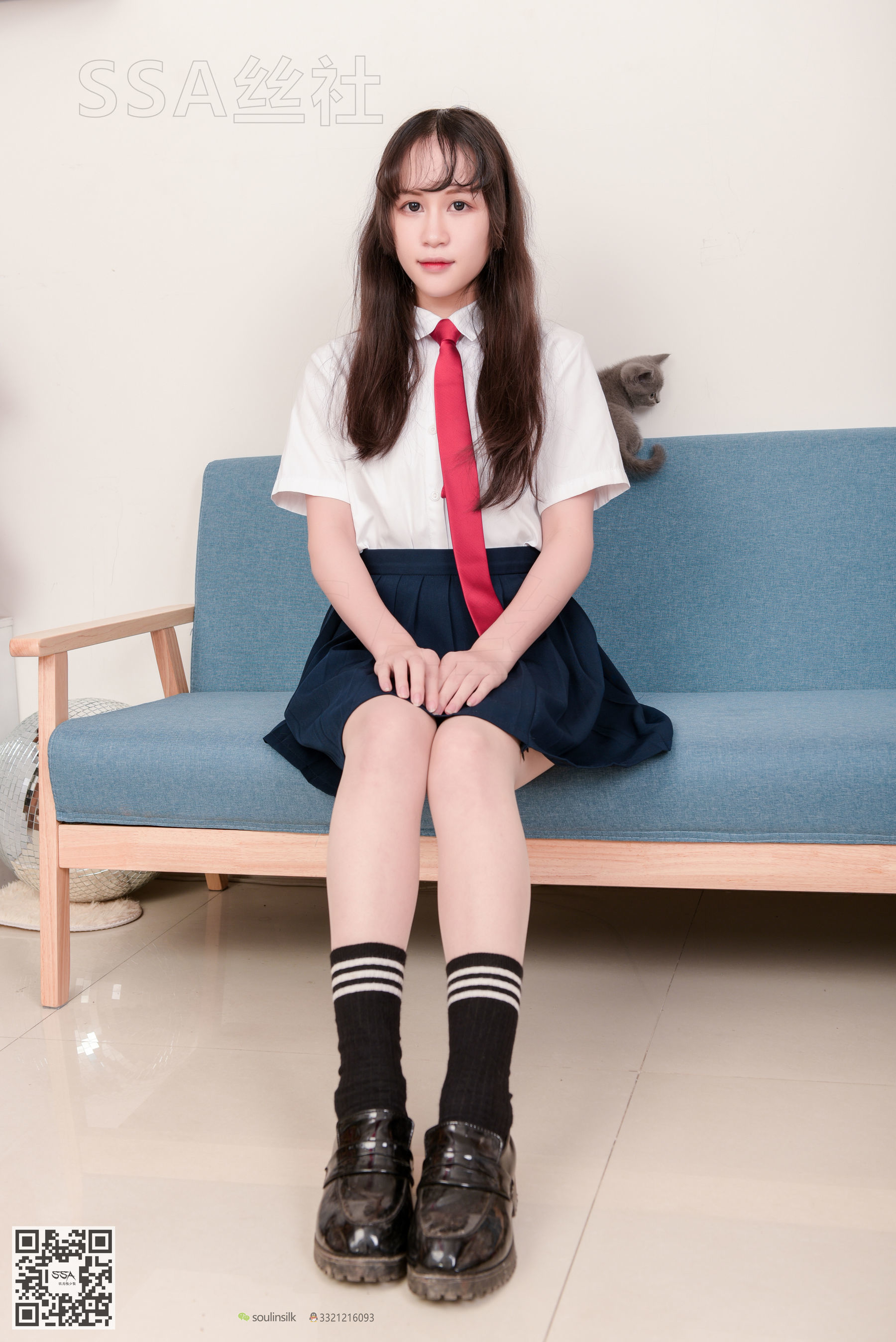 超清写真 No.141 丹丹 JK制服黑色半膝袜肉丝-图12