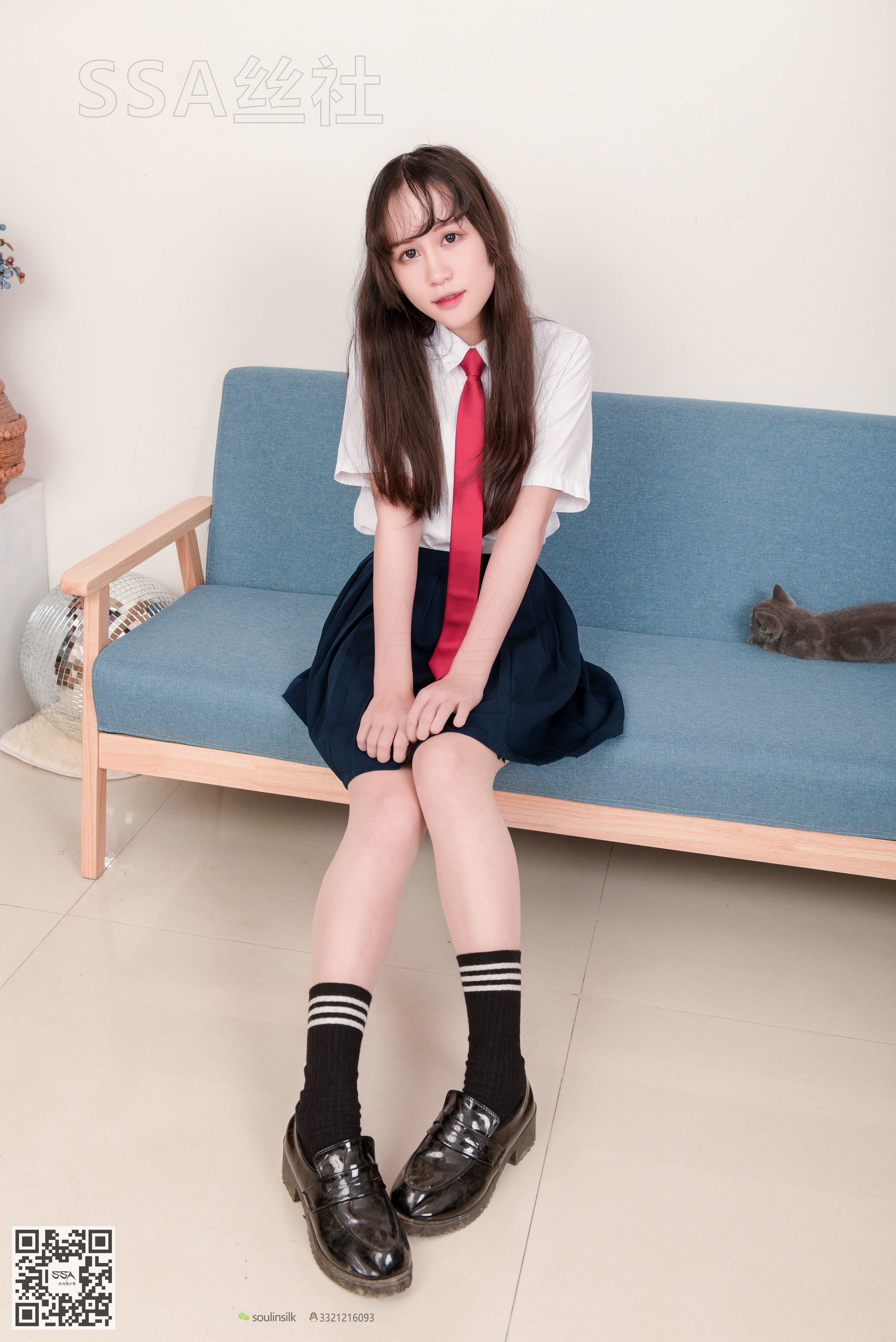 超清写真 No.141 丹丹 JK制服黑色半膝袜肉丝-图20