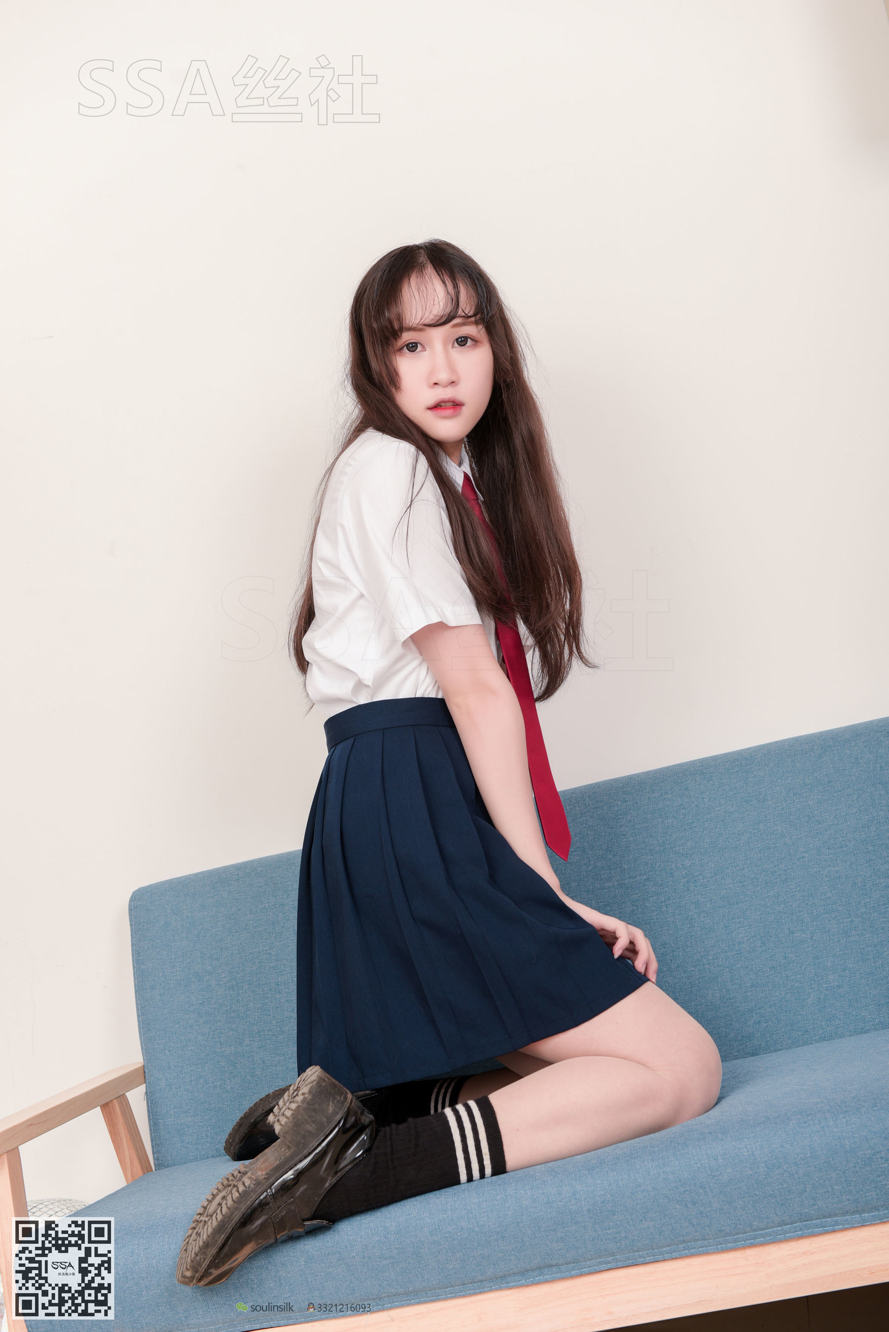 超清写真 No.141 丹丹 JK制服黑色半膝袜肉丝-图32