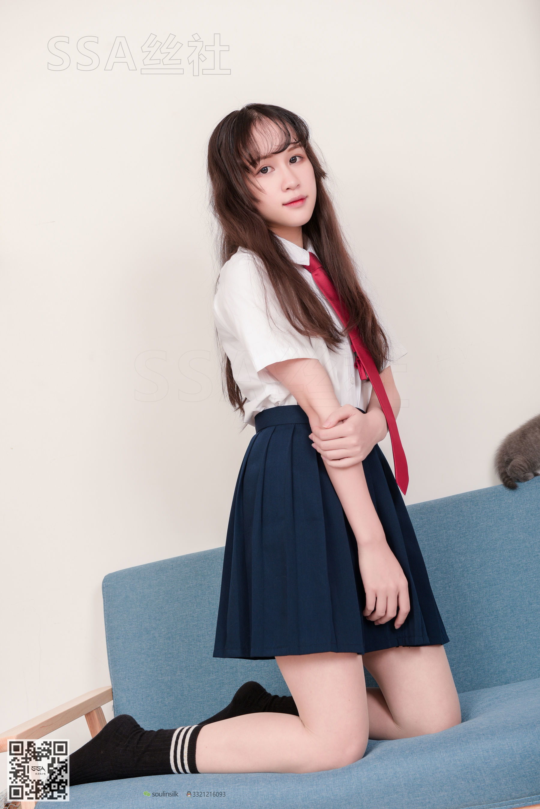 超清写真 No.141 丹丹 JK制服黑色半膝袜肉丝-图33