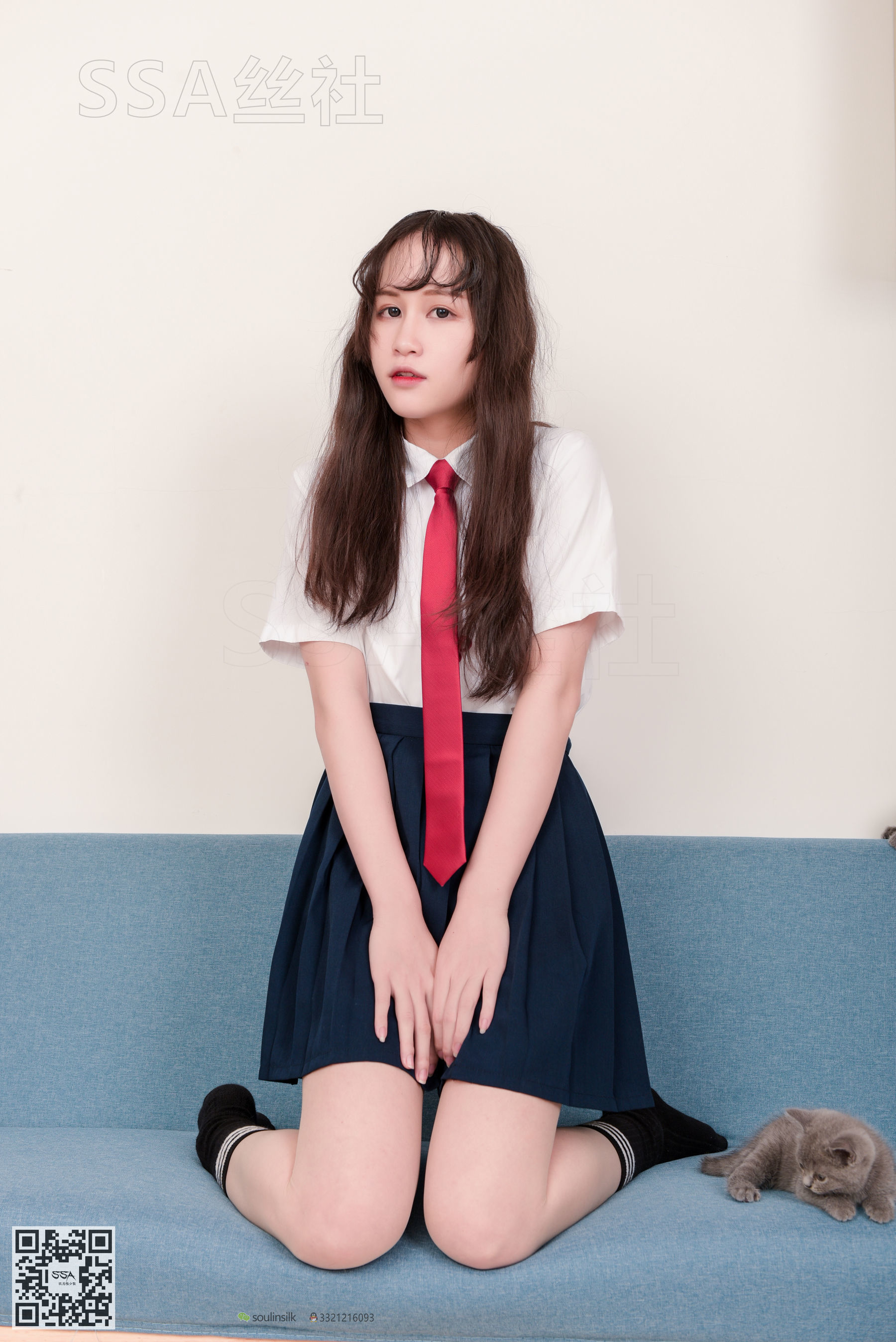 超清写真 No.141 丹丹 JK制服黑色半膝袜肉丝-图38