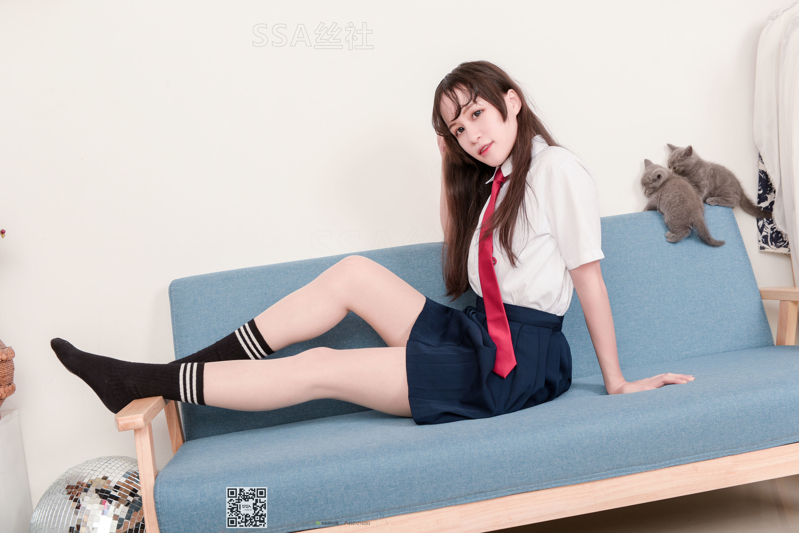 超清写真 No.141 丹丹 JK制服黑色半膝袜肉丝-图56