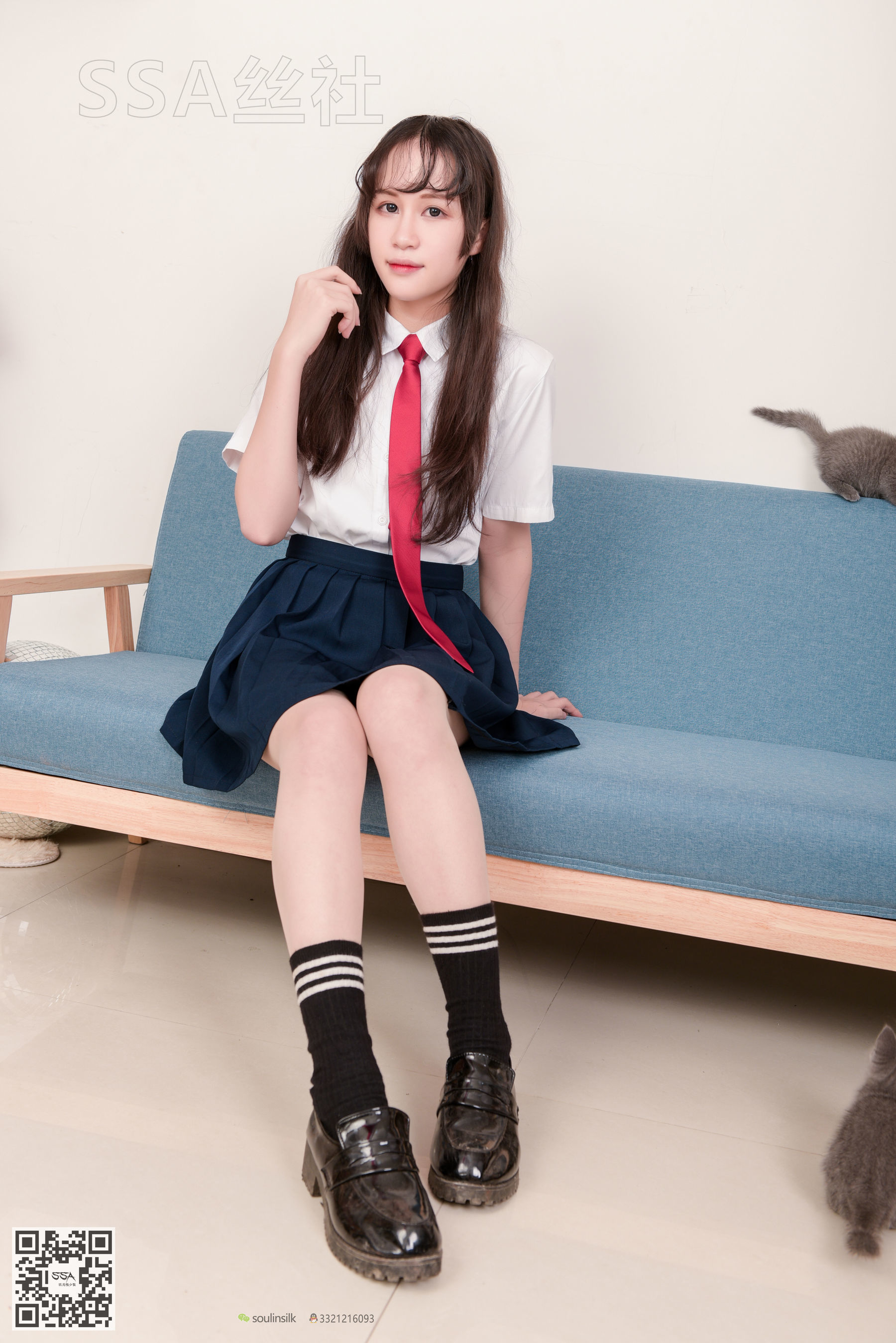 超清写真 No.141 丹丹 JK制服黑色半膝袜肉丝-图7