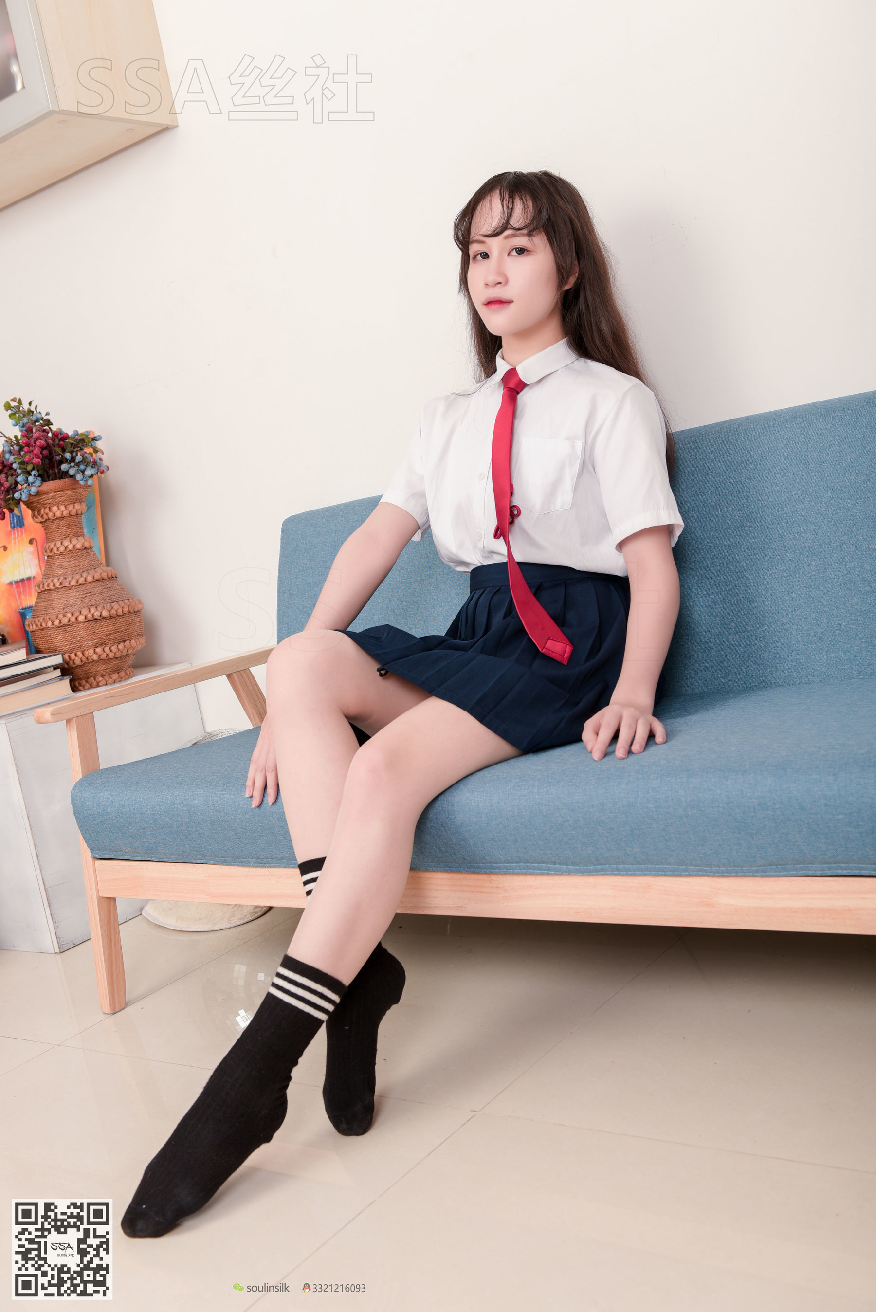 超清写真 No.141 丹丹 JK制服黑色半膝袜肉丝-图80