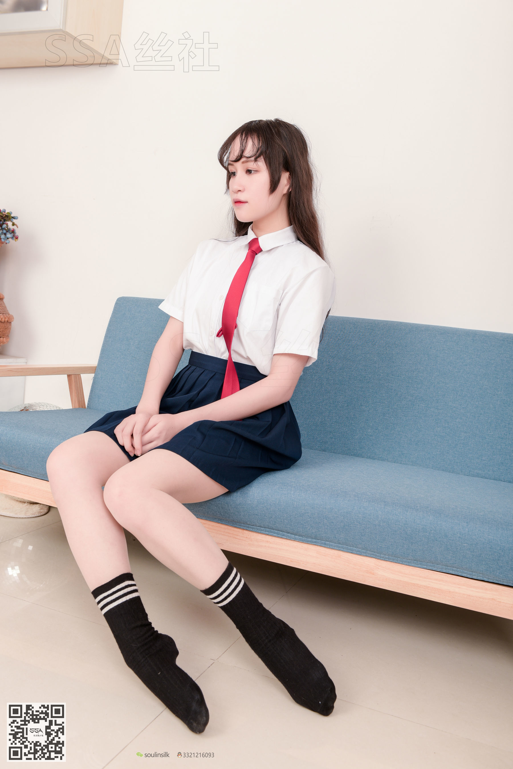 超清写真 No.141 丹丹 JK制服黑色半膝袜肉丝-图82