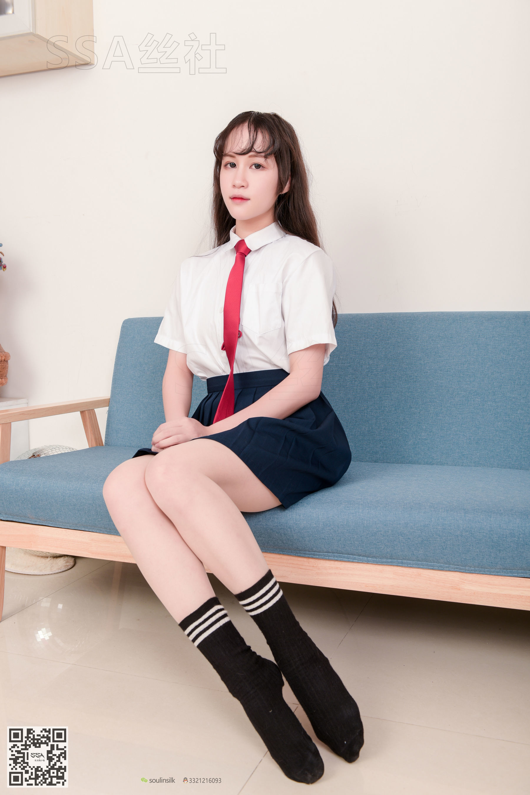 超清写真 No.141 丹丹 JK制服黑色半膝袜肉丝-图84