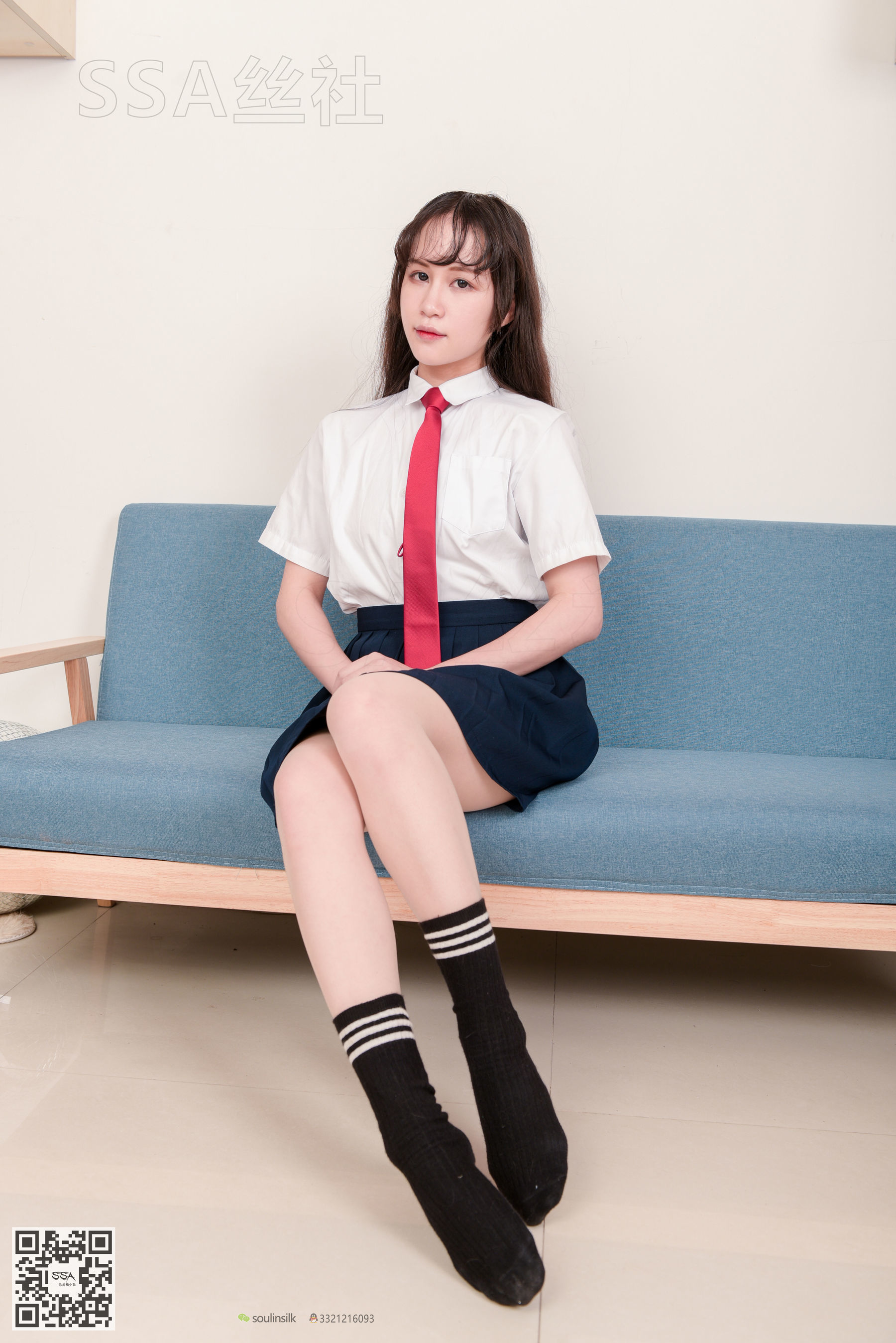 超清写真 No.141 丹丹 JK制服黑色半膝袜肉丝-图86