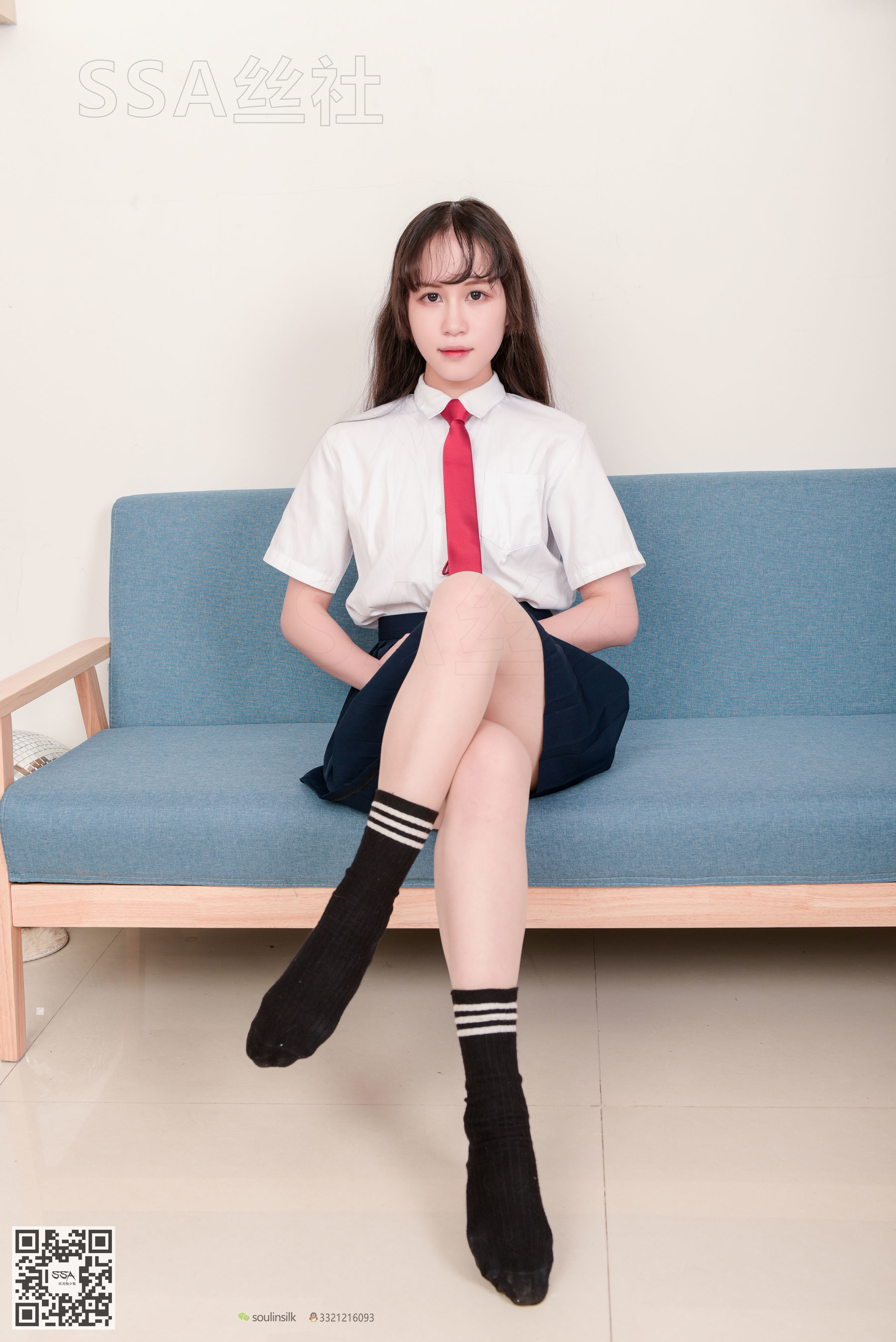 超清写真 No.141 丹丹 JK制服黑色半膝袜肉丝-图88