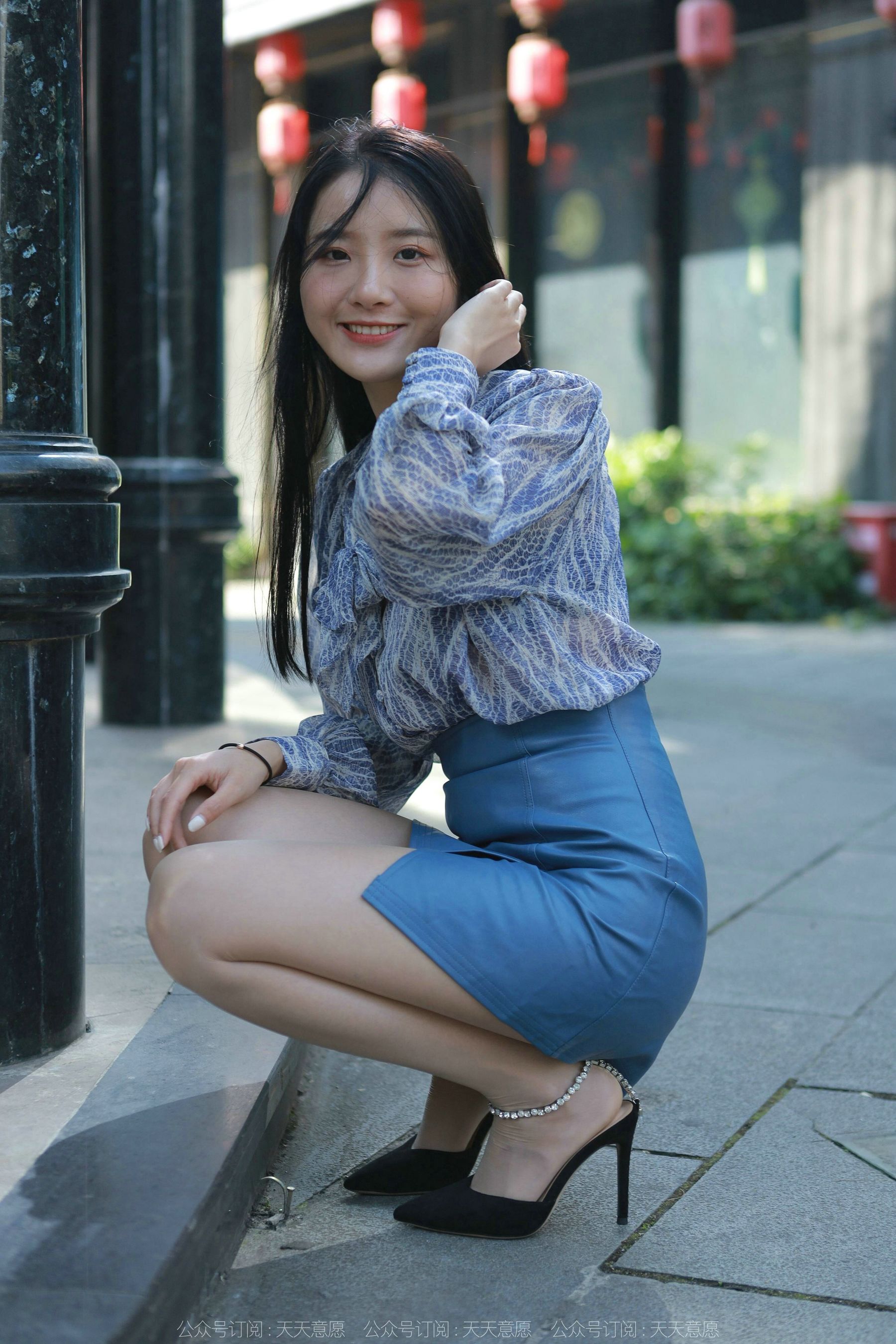 模特 婉萍 《油亮蓝色短裙》-图38