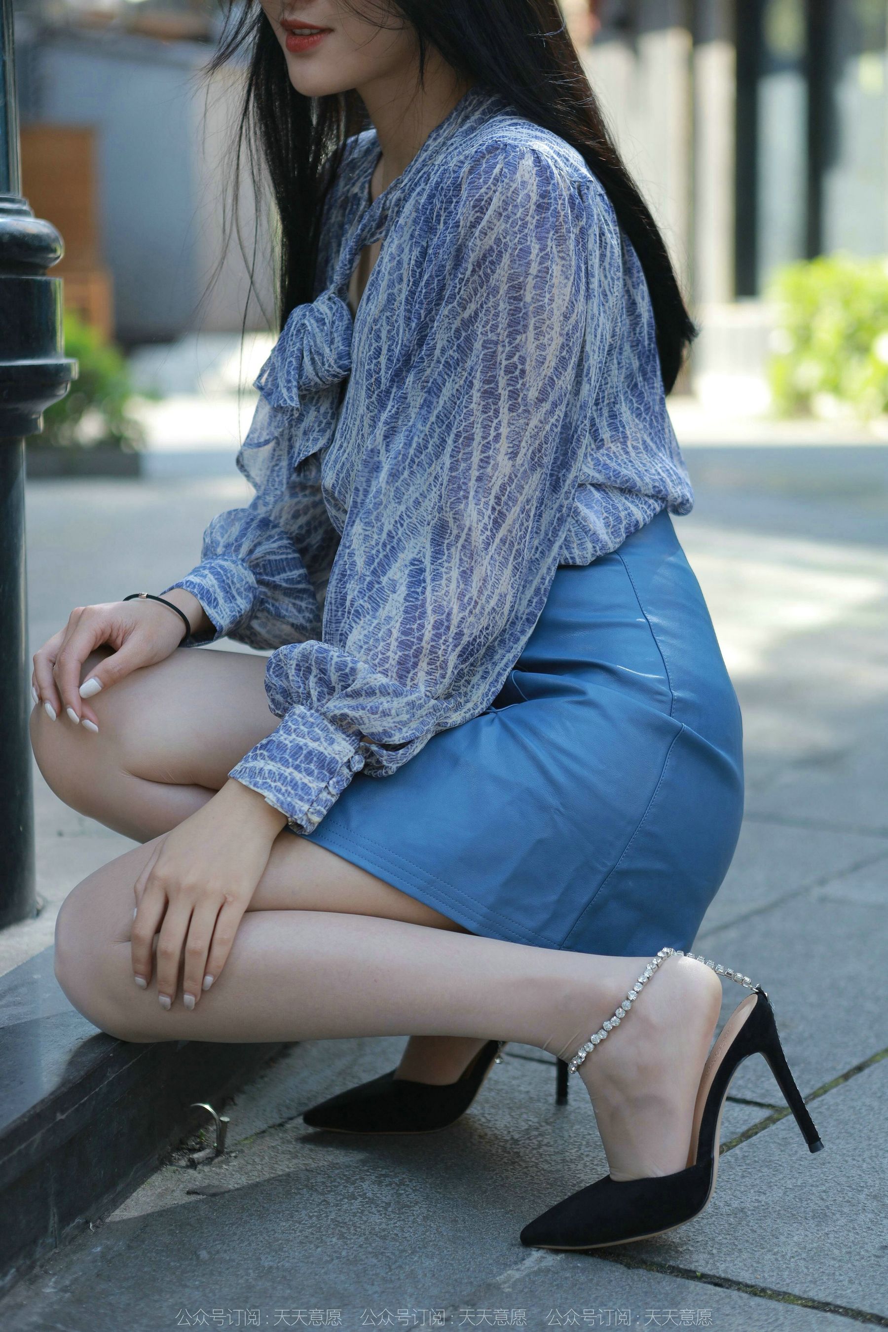 模特 婉萍 《油亮蓝色短裙》-图39