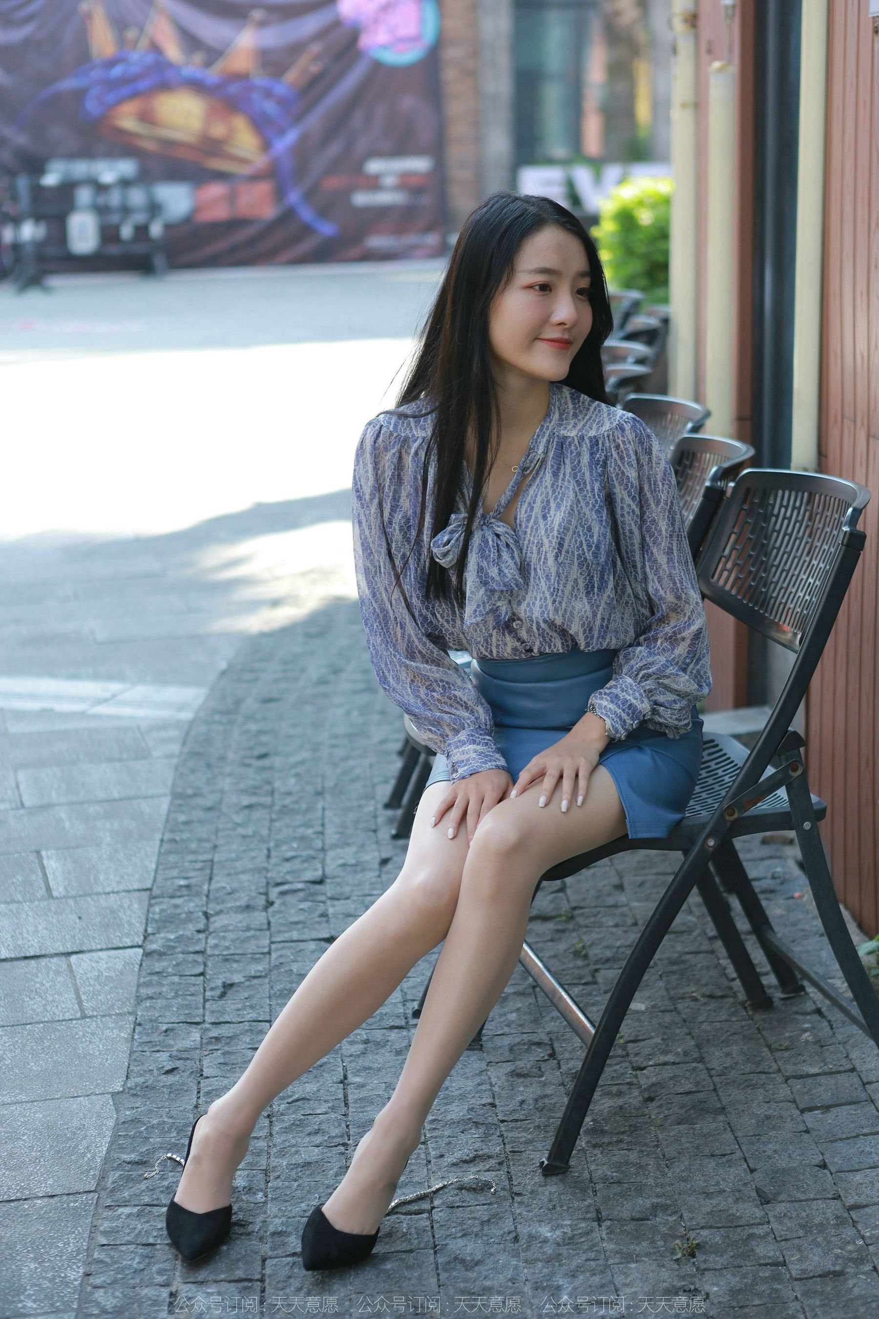 模特 婉萍 《油亮蓝色短裙》-图81