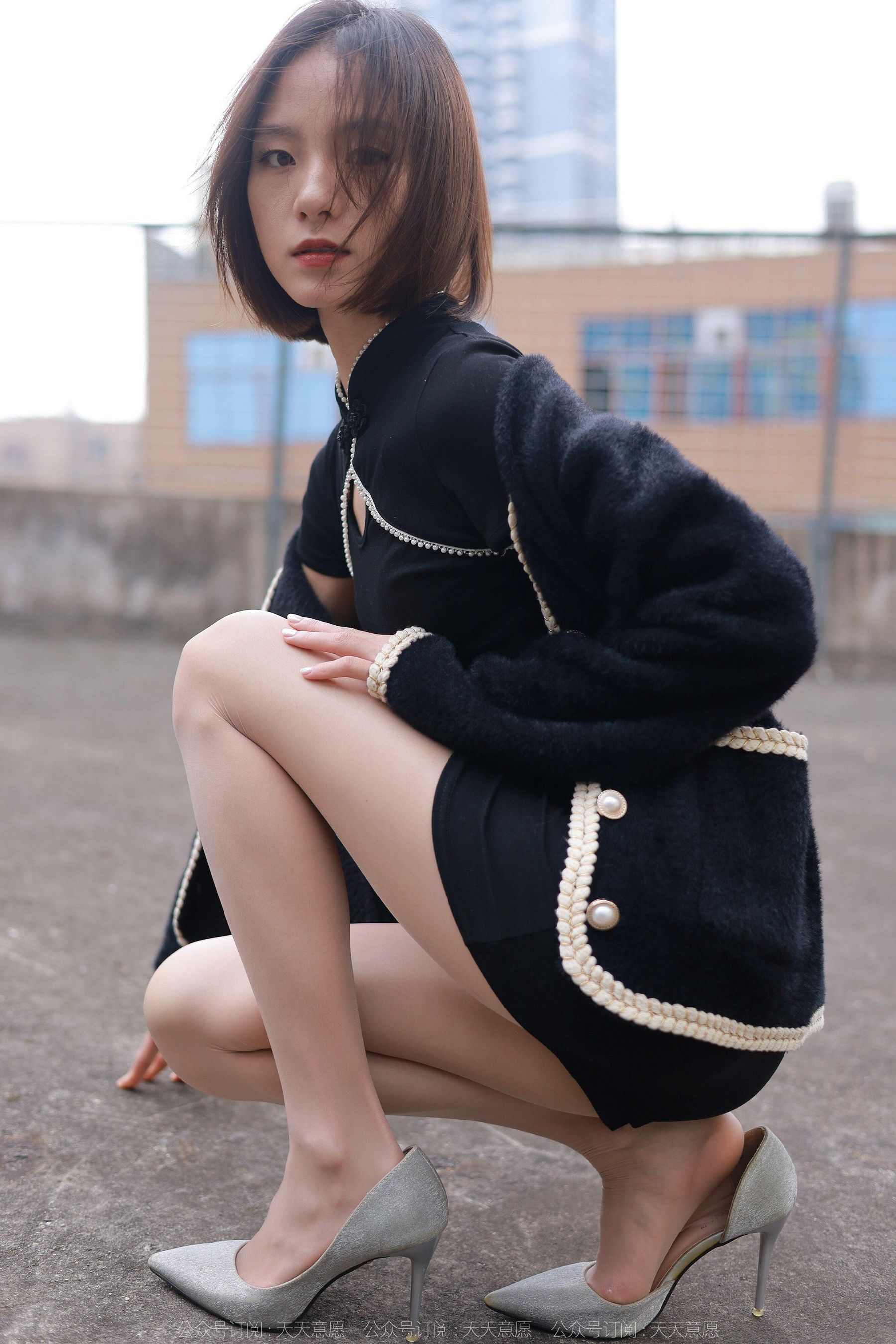 模特 小六 《黑色旗袍肉色丝》-图45