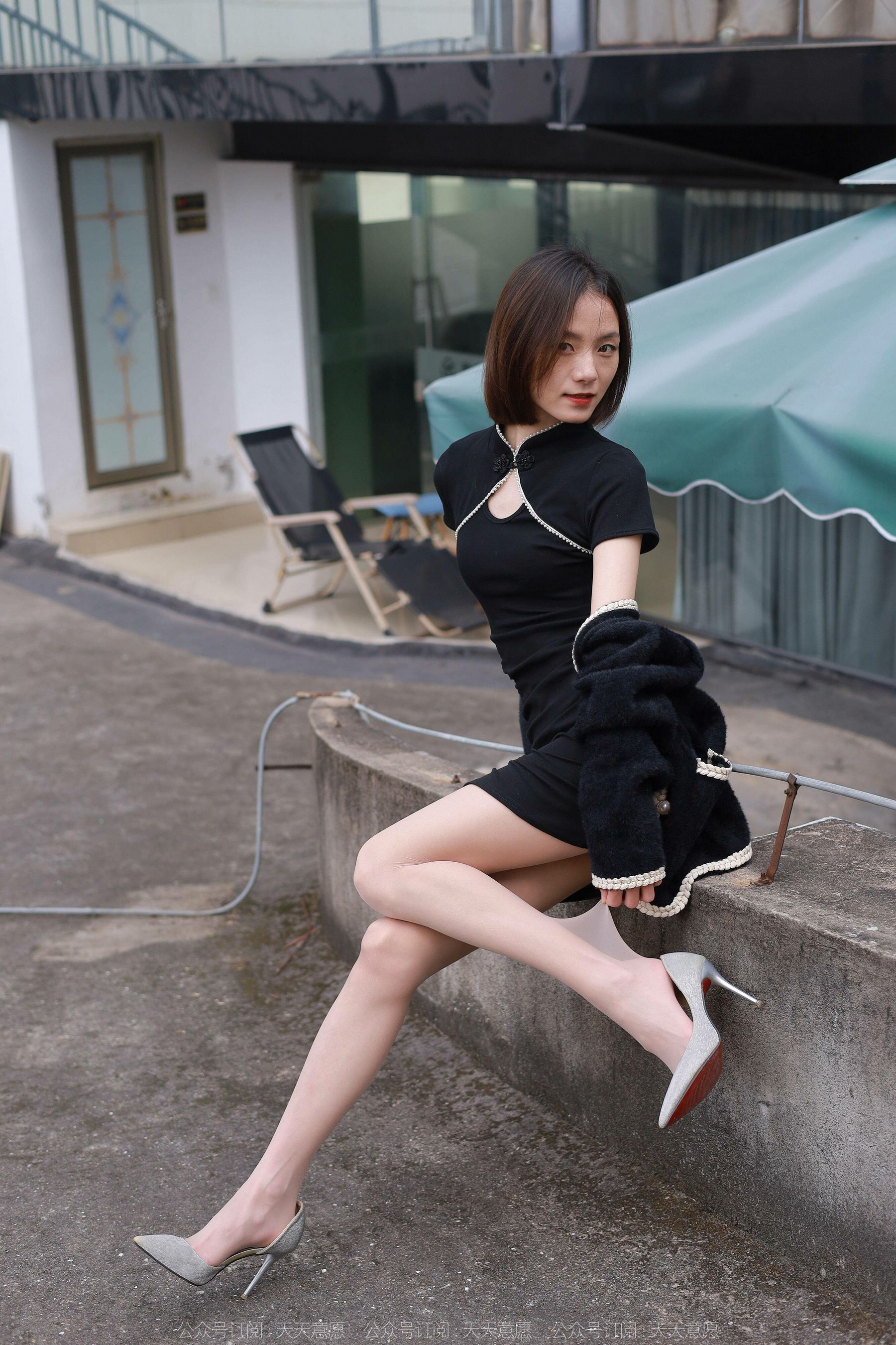 模特 小六 《黑色旗袍肉色丝》-图66