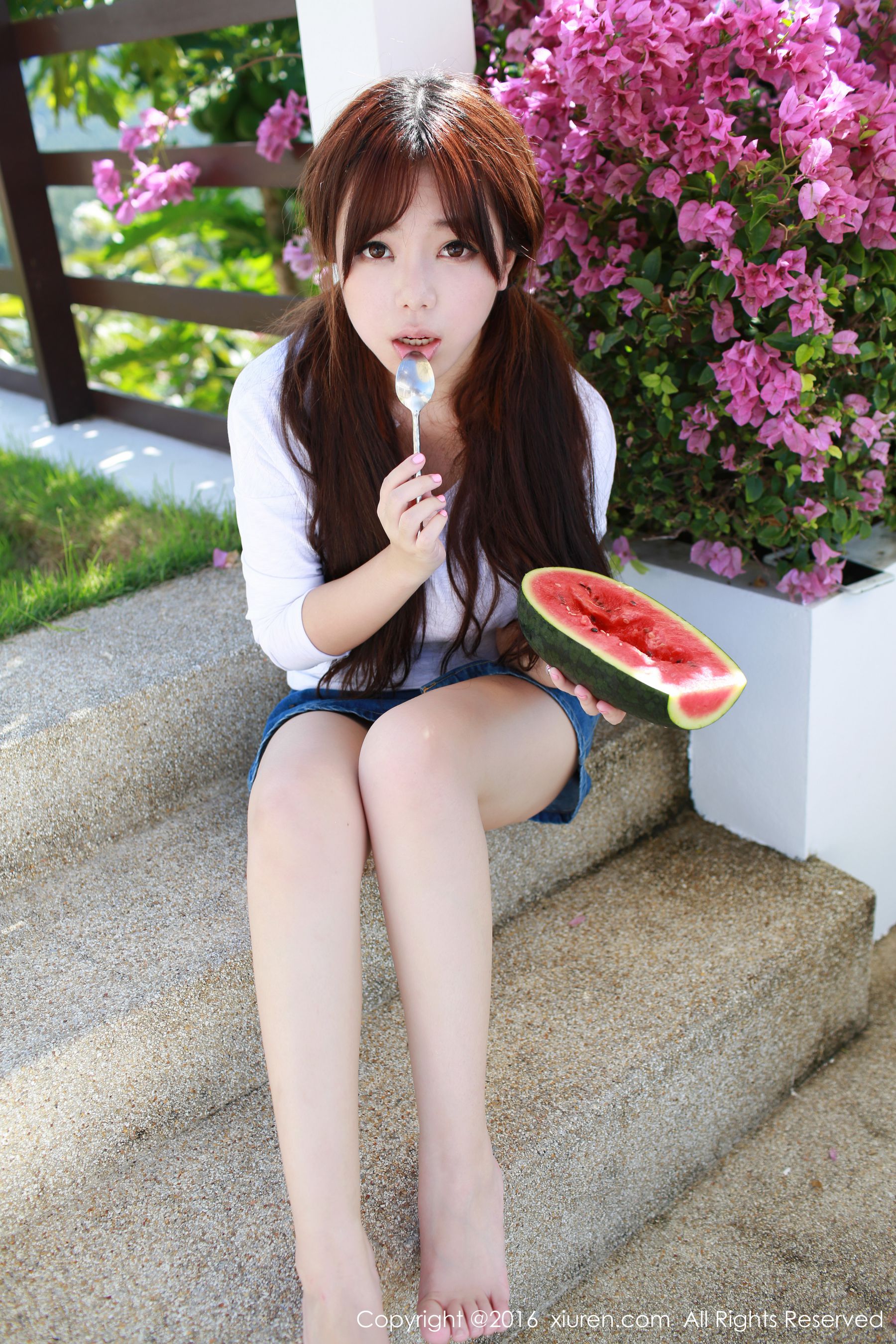 刘飞儿Faye《西瓜+牛仔超短裙+针织内衣》  No.490-图13