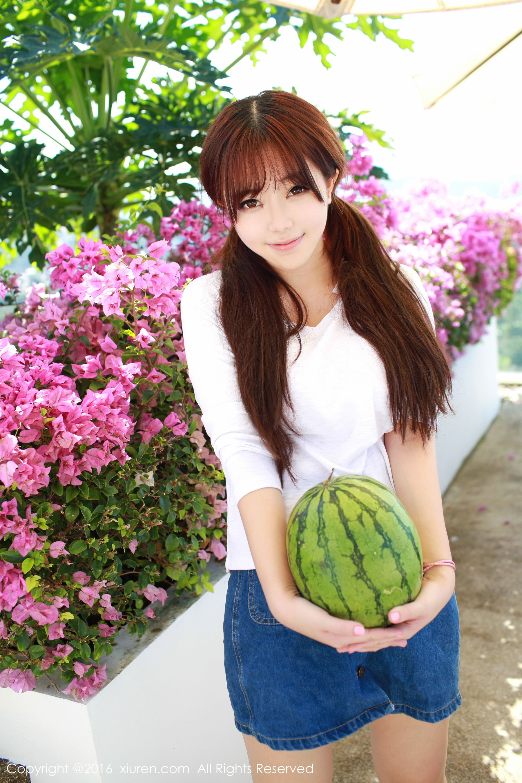 刘飞儿Faye《西瓜+牛仔超短裙+针织内衣》  No.490-图1